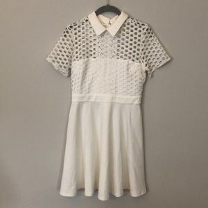White Lace Collared Dress